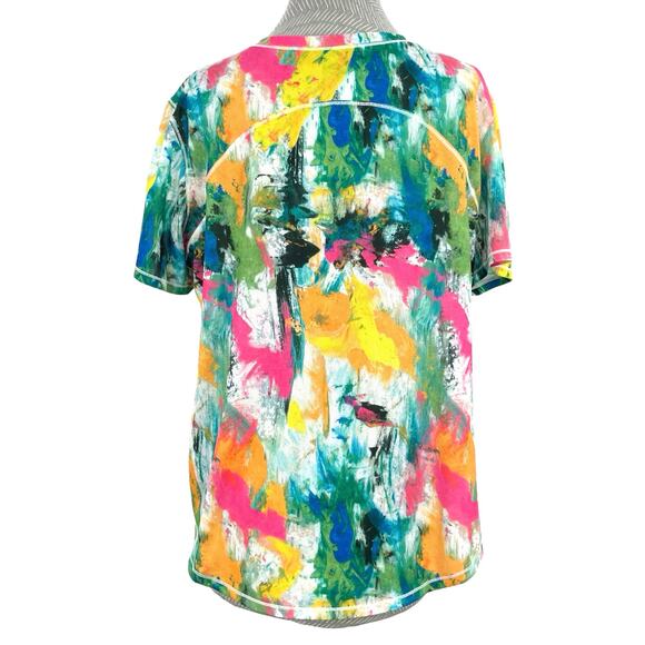 Lululemon Colorful Neon High Neck Running Training Tee No Limits White Multi 12 - Picture 2 of 7